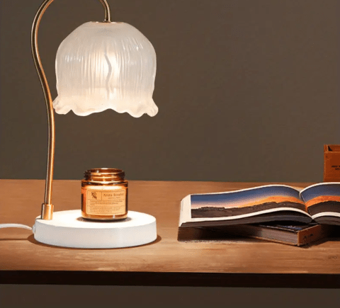 A candle with lamp