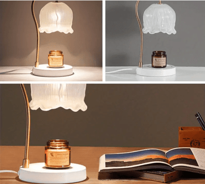 A lamp with candle at different moments